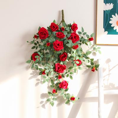 China Wholesale Indoor Outdoor Decoration Rose Plant Decorative Flowers Vine Centerpiece Artificial Flower for Wedding Home for sale