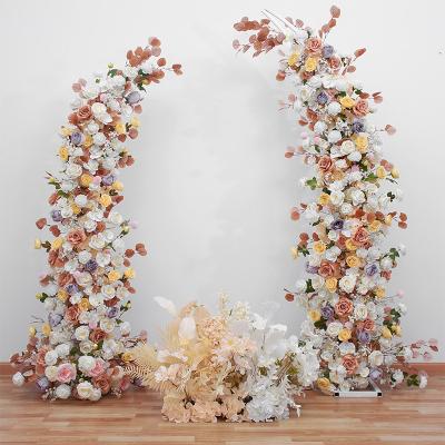 China Handmake customized wedding bridal flower bouquet arch flower arrangement artificial rose wedding stage decoration for sale