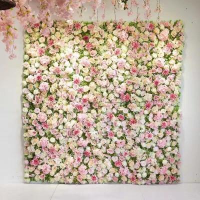 China Handmake White Flower Romantic Silk Rose Wall Flower Decor For Wedding Decorations for sale