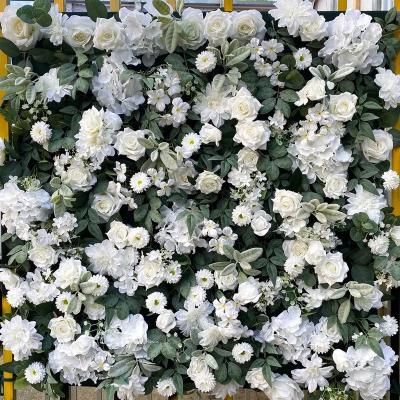 China Handmake Hot Sale White Flower Wall Flower Backdrop Wall Roll Up Flower Wall Backdrop For Wedding Decoration for sale