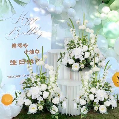 China WHOLESALE wedding home decoration artificial flower stand centerpiece set for wedding background decoration home party events hotel baby shower for sale