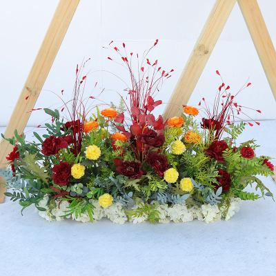 China Colorful wedding home decor wedding flower decorations flower table runner flower rows background decorations for sale