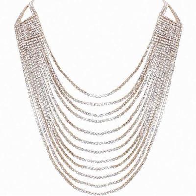 China 2022 CLASSICS new Darling Waterfall Simulated Diamond CZ Crystal Multi-Chain Bib Humble Chic posed statement necklace for sale