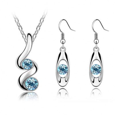 China 2022 New 0205 Trendy Rhinestone Austrian Geometry Hook Earring Crystal Necklace Earrings Jewelry Set For Party for sale