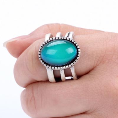 China BOHEMIA 2022 Products Mood Stone Jewelry Gemstone Ring Color Temperature Trending Hollow Emotional Mood Rings for sale