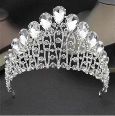 China Red Crown Line Crown HOT Queen Shape Headbands Baroque Luxury Pageant Tiaras Beauty/Green/Clear Crystal Princess Headdress Bride Wedding for sale