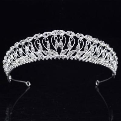 China Telephone Line Silver Shape Clear Princess Tiara Crown Wedding Bride Hair Jewelry Accessories For Women Prom Corona Diadema Hair Ornaments for sale