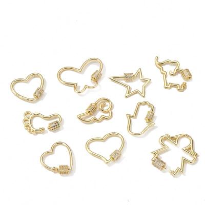 China 2022 FASHION new zircon DIY charm copper screw Wing Elephant Heart Star Charms beads jewelry connectors for bracelet necklace for sale