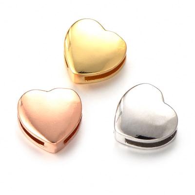 China 2022 TRENDY New High Polish Copper Heart Beads Charms For Jewelry Making Fashionable Silver Gold Color DIY Spacer Beads Fit Bracelet 13MM for sale