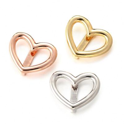 China 2022 FASHIONABLE New Classic Copper Hollow Heart Charms Fit Bracelet Necklace Gold Color Silver DIY Heart Bead Jewelry Accessories for sale