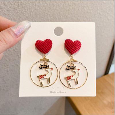 China 2022 new 10341 female simple jewelry long pendant cute fashionable Christmas love elk gift earrings for sale