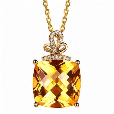 China 2022 Cute New Hot Selling Yellow Crystal Fat Square Diamond Pendant Necklace Jewelry for sale