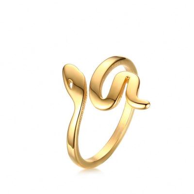 China 2022 FASHIONABLE Wholesale Hot Trendy Gold Stainless Steel Personality Ring Small Gold Snake Ring Open For Women for sale