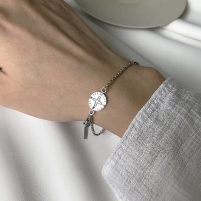 China 2022 Vintage 2022 Vantage Round Tassel Bracelet 925 Sterling Silver Chain Compass Bracelet Jewelry Woman for sale