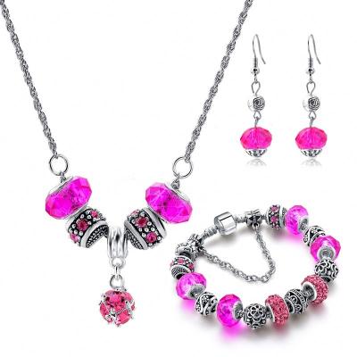 China Rosy Europe ALLOY 2022 New Trendy Designs Charm Beads Necklace Bracelet Earring Jewelry Set For Lady for sale