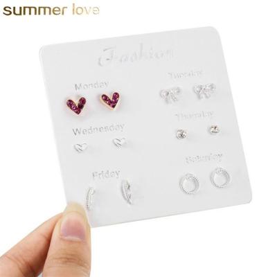 China 2022 ALLOY New New Arrival 6 Pairs/Set Beautiful Cute Stud Earrings Star Leaf Heart Stud Earrings Set For Women Children for sale