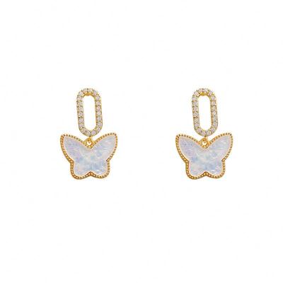 China 2022 New Butterfly Earrings FASHIONABLE Texture Acrylic Micro Inlaid Diamond Earrings INS Earrings Wholesale for sale