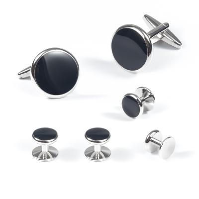 China High Grade Black Brass Agate Mens Cufflinks Cufflinks Sleeve Studs Suit Tuxedo Dress Enamel French Shirt Buttons Cufflinks for sale