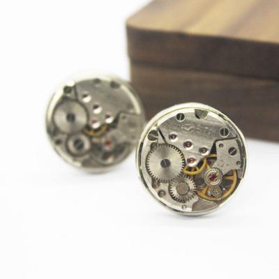 China Crystal High Grade Watch Movement Cufflinks 20mm Exquisite Punk Movement Cufflinks for sale