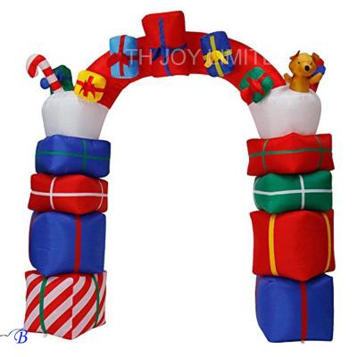 China Fun Free Shipping! 4m Popular Christmas Gift Boxes Arch With Bow Tie Inflatable Archway Santa Arch Christmas Decoration for sale