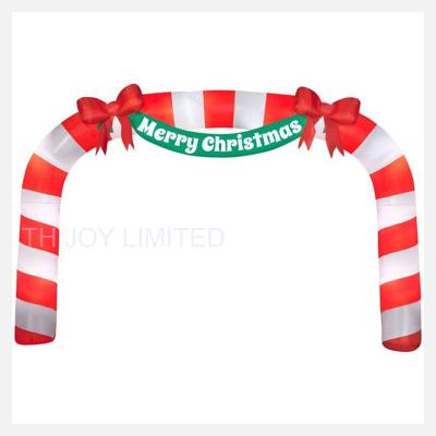 China Fun Free Shipping! 4x4m Durable Inflatable Candy Cane Arch LED Christmas Light Arch Christmas Decoration for sale