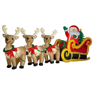 China Fun Free Shipping! 6m 2021 Inflatable Christmas Holiday Event Santa In Sleigh With Three Reindeer for sale