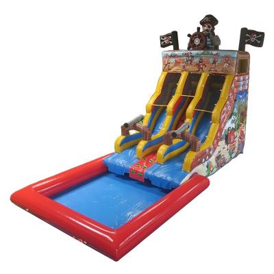 China Fun Free Shipping! 6x3.5m Inflatable Water Slide With Pool Kids Inflatable Pirate Slide With Pool for sale