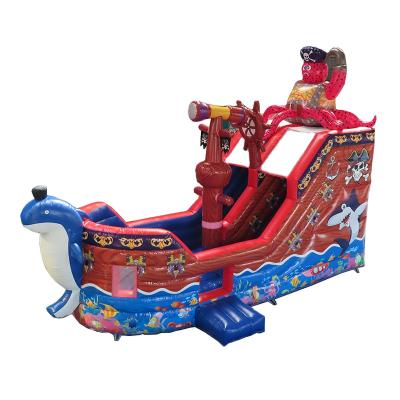 China Fun Free Shipping! 7x3.5m Commercial Grade Bouncy Inflatable Party Inflatable Slide Pirate Ship Jumping Slide for sale