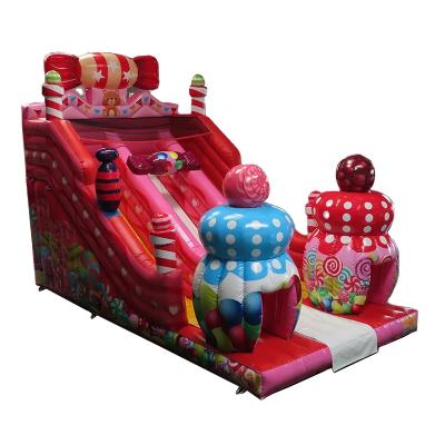 China Fun Free Shipping! 9x5x6mh Outdoor Commercial Inflatable Candy Slide Funny Land Slide For Kids for sale