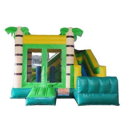 China Fun 4.5x4.5m Commercial Bounce House With Slide Castle Tropical Inflatable Jumping Combo Obstacle Bouncing House for sale