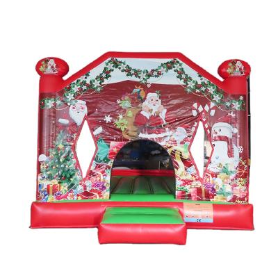 China Fun Free Shipping! 4x4x3mh Commercial Christmas Bouncer Inflatable Bounce Jumping Castle For Kids Santa Bounce House for sale