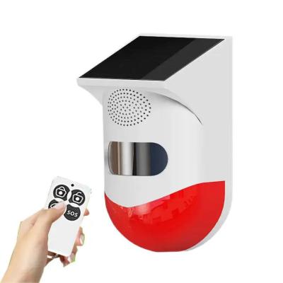 China Intrusion detection Wifi Solar PIR Motion Alarm Siren Human Intrusion Alarm Horn Remote Control PIR Detector & strobe Siren for sale