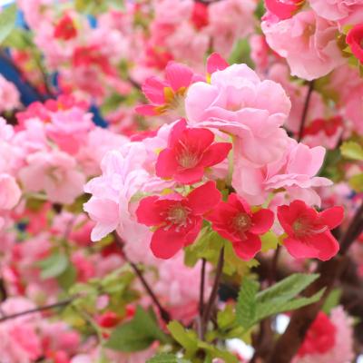 China Artistic Cherry Blossom Tree Artificial Plants Double Pink Cherry Blossom Tree Wedding Party for sale