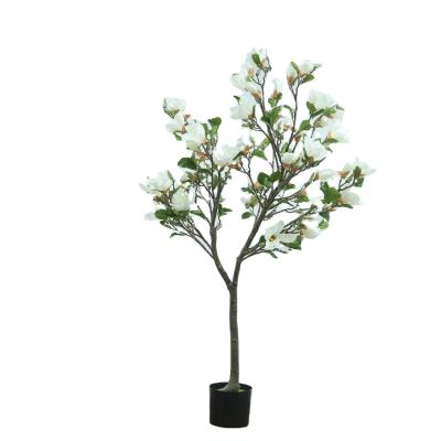 China Realistic; Durable Artificial Plant With Flowers New Style Potted Artificial Magnolia Tree Home Decoration for sale