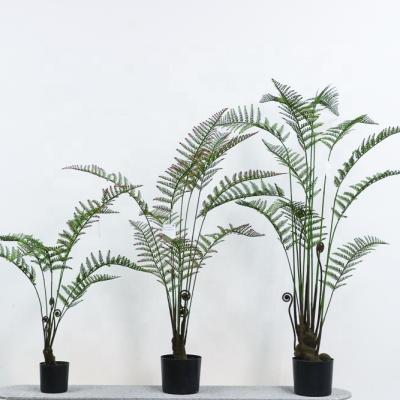 China Realistic; Wholesale Durable Plastic Potted Home Decor Artificial Plants Fern Plants Trees Leaves Office Store for sale