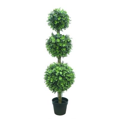 China Hot Selling Topiary Plant Easy Care Silver Ball Outdoor Indoor Decoration Artificial Potted Tree Artificial Plants for sale