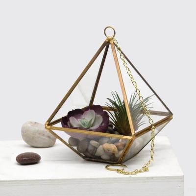 China Wholesale Garden Miniature Glass Wall Glass Wall Plant Europe Plant Geometry Hanging Container for sale