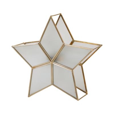 China Home Decoration Starry Pentagon Candlestick Candlestick Table Top Decoration Candle Lamp Container for sale