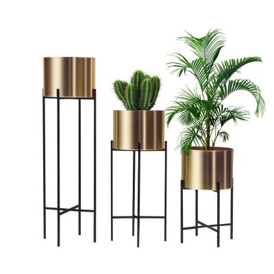 China 2020 Modern Gold Modern Garden Metal Stand Aluminum Plant Pot For Home Decor for sale