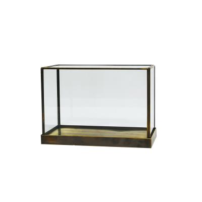 China Environmental Friendly Square Glass Display Cabinet Glass Enclosures Of Various Sizes Hall Decoration Display Metal Glass Cover Made Of Copper for sale