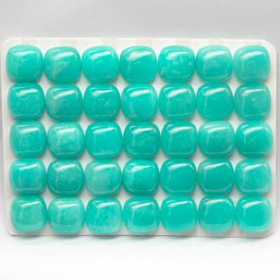 China Jewelry Making Best Value Crystal Square Cushion Amazonite Cabochon Silver Stone for sale