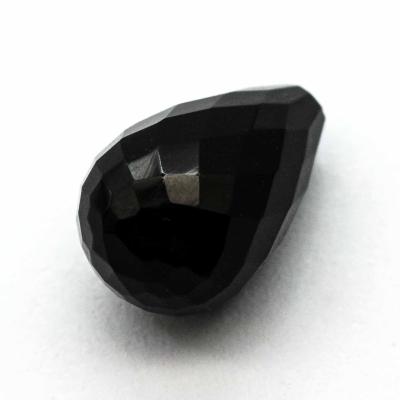 China Jewelry Making Loose Gemstone Drilled Factory Maker DIY 7x11mm Teardrop Faceted Black Agate Onyx for sale