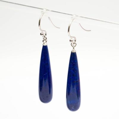 China DIY Women Gift 925 Sterling Silver CLASSIC Gemstone Lapis Lazuli Teardrop Dangle Earrings for sale