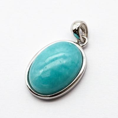 China TRENDY Simple Design Silver Gemstone Oval Amazonite 13x18mm Pendant Jewelry for sale