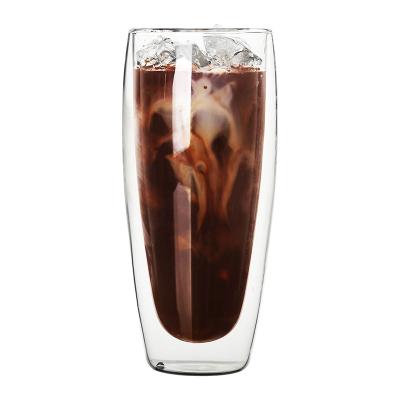 China 2019Borosilicate Stocked Walled Glass Coffee/Tea/Drinks Mug 21oz Beverage Cup Juice Milk Tea Cup Ice Coffee Mug Heat Proof Mug for sale