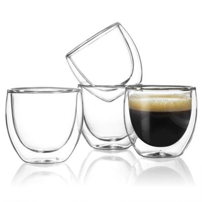 China Stored Espresso Cups 4 Ounce Double-Wall (Top To Rim) Insulated Glass Handmade Glass for sale