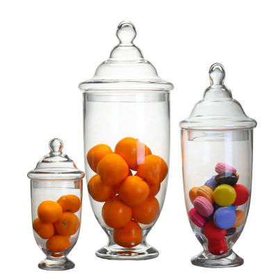 China Wholesale Customized CLASSIC High Quality Decorative Wedding Apothecary Glass Candy Jars With Lids for sale