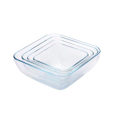 China Clear Heat Resistant Glass And Square Stocked Shaped Tempered Glass Pyrex Dish Bowl Dish Baking Pan for sale