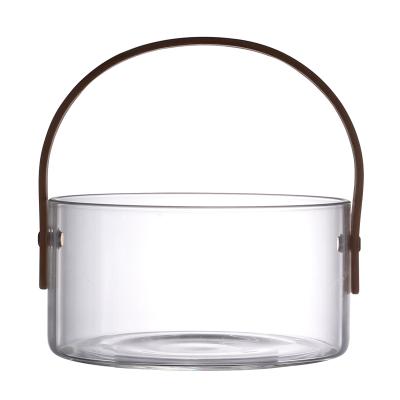 China Nordic simple and creative home glass decoration dish fruit set large storage barrel wine juice fruit basket salad bowl for sale