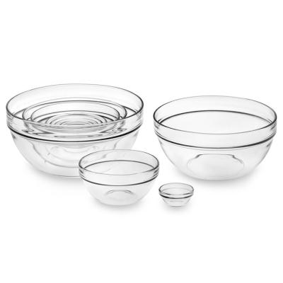 China Wholesale Customized Heat Resistant Glass Mixing Bowl Stocked Tempered Stackable Salad Bowl Accept Logo for sale